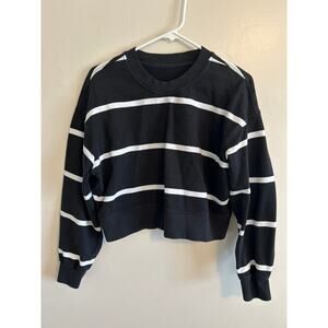Lululemon Cropped Black White Stripe Crewneck Sweatshirt